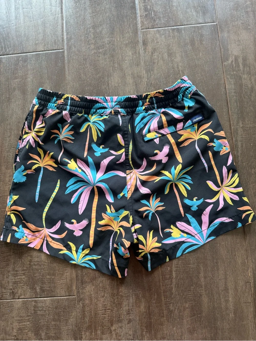 chubbies Boys Black Light Nights Swim Trunks Lined Drawstring Pocket Sz M 10/12